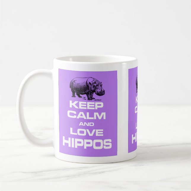 Caneca De Café Mantenha o roxo da calma e do design de Hippotamus (Esquerda)