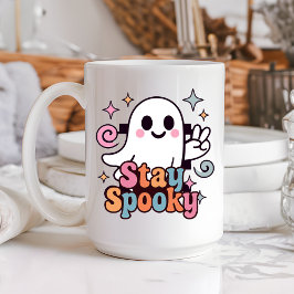 Caneca De Café Mantenha-se assustado, Fantasma Fantasma Retro Pas