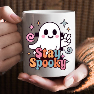 Caneca De Café Mantenha-se assustado, Fantasma Fantasma Retro Pas