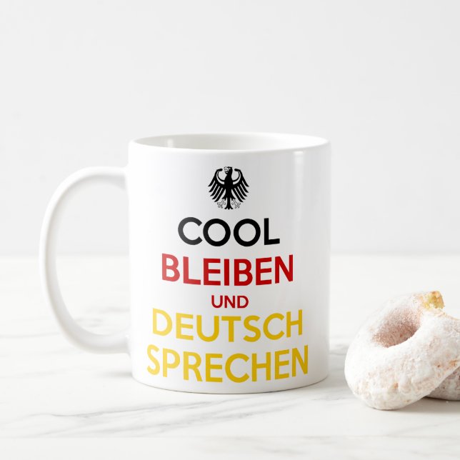 Caneca De Café Mantenha-se Calmo e Fale Alemão (Com Donut)