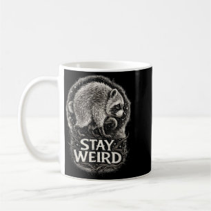 Caneca De Café Mantenha-se Estranho Guaxinim Divertido Humor Flor