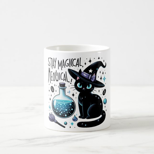 Caneca De Café Mantenha-se magia e meowgical bruxa negra (Centro)