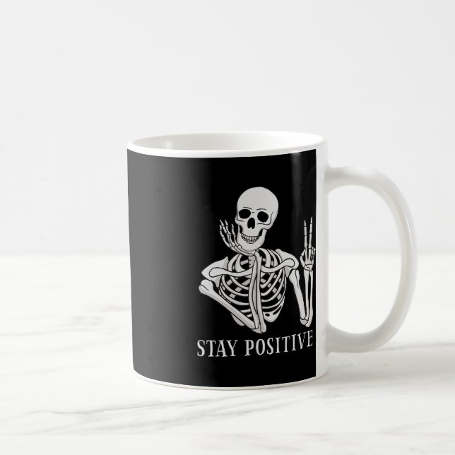 Caneca De Café Mantenha-Se Positivo, Nunca Melhor, Halloween Engr (Direita)
