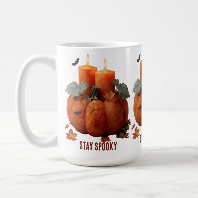 Caneca De Café Mantenha Spooky Pumpkin com Velas (Esquerda)