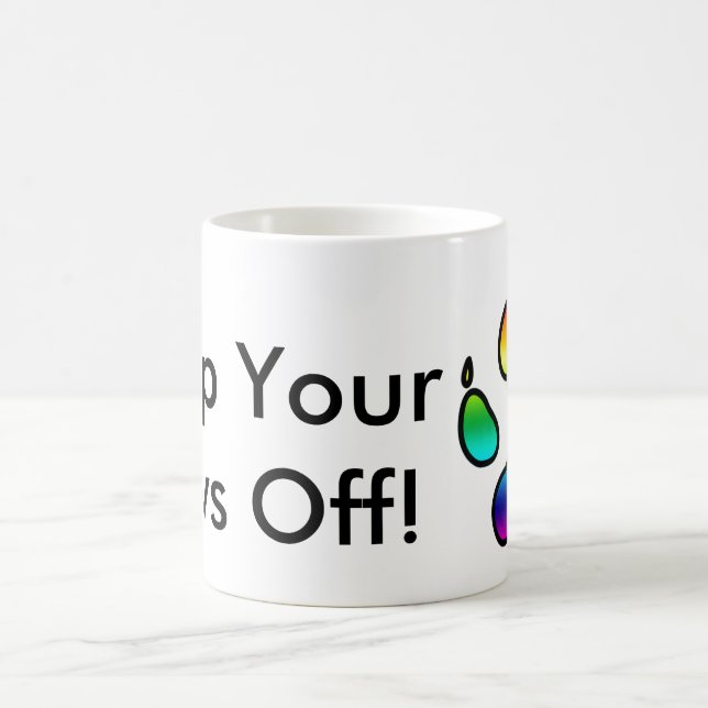 Caneca De Café Mantenha suas patas fora! - Arco-íris (Centro)