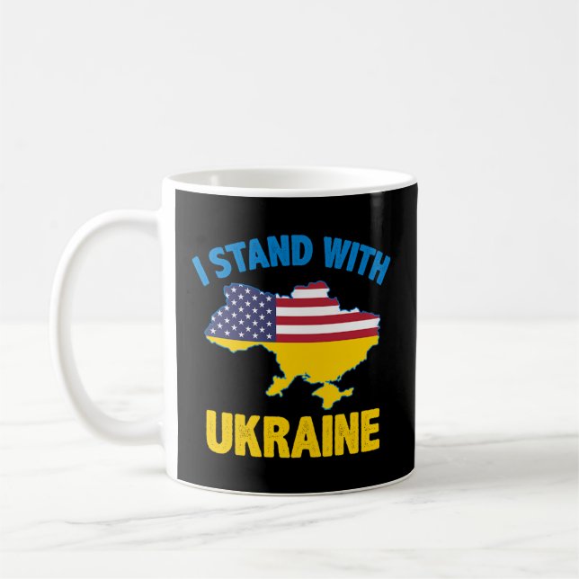 Caneca De Café Mantenho-Me Com A Ucrânia E Mapeo O Apoio American (Esquerda)