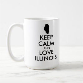 Caneca De Café MANTER CALM e AMOR ILLINOIS personalizáveis