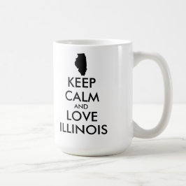 Caneca De Café MANTER CALM e AMOR ILLINOIS personalizáveis