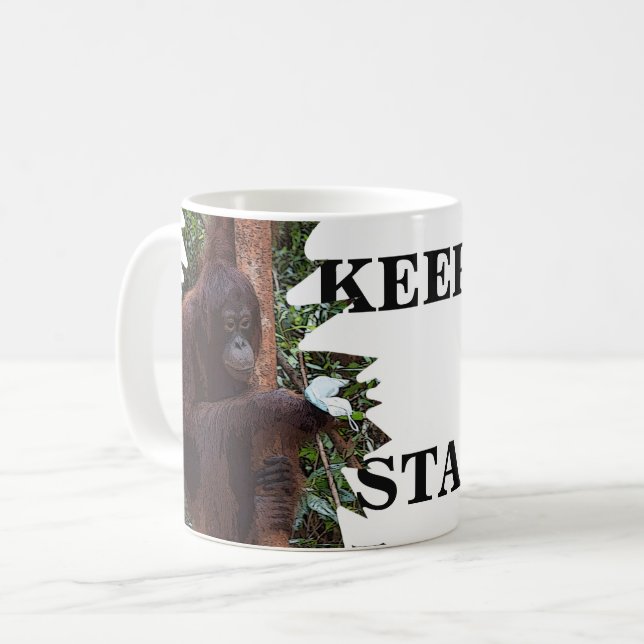 Caneca De Café Manter Calm Orangutan Wildlife (Frente Esquerda)
