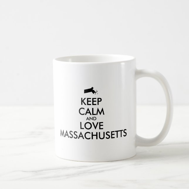 Caneca De Café MANTER CALMA E AMAR MASSACHUSETAS personalizáveis (Direita)