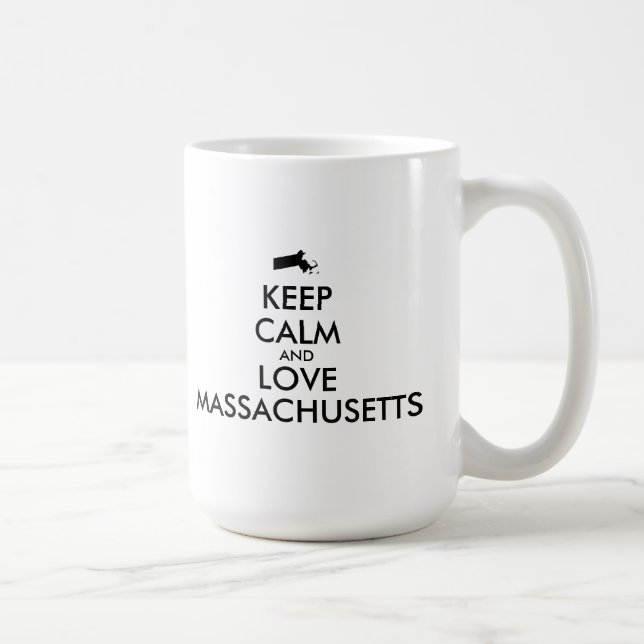 Caneca De Café MANTER CALMA E AMAR MASSACHUSETAS personalizáveis (Direita)