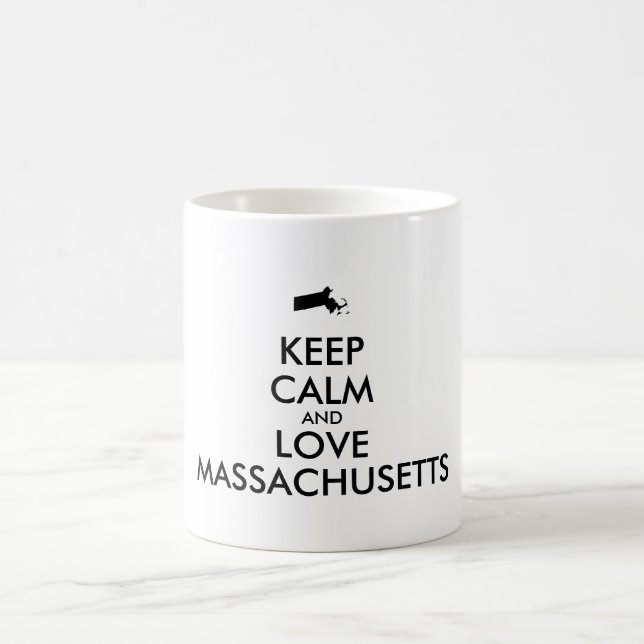 Caneca De Café MANTER CALMA E AMAR MASSACHUSETAS personalizáveis (Centro)