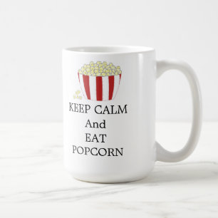 Caneca De Café Manter Calma e Comer Pipocas