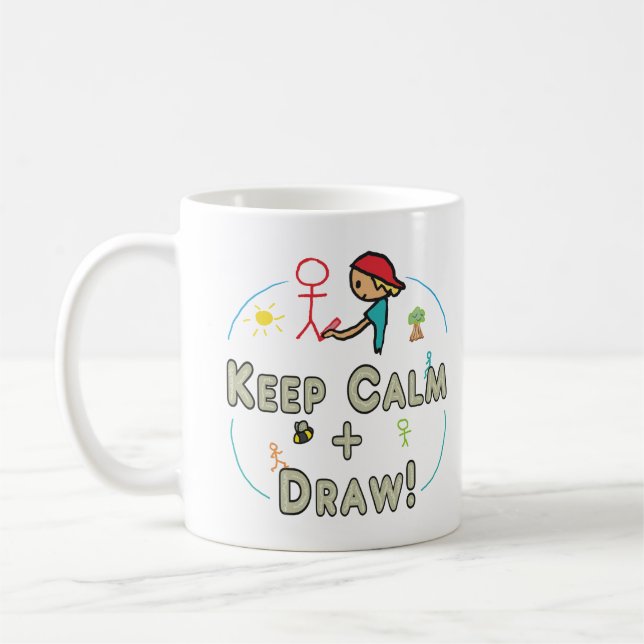 Caneca De Café Manter calma e Desenhar (Esquerda)