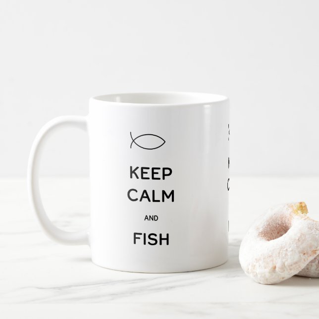 Caneca De Café Manter Calma e Peixe Coffee Mug (Com Donut)