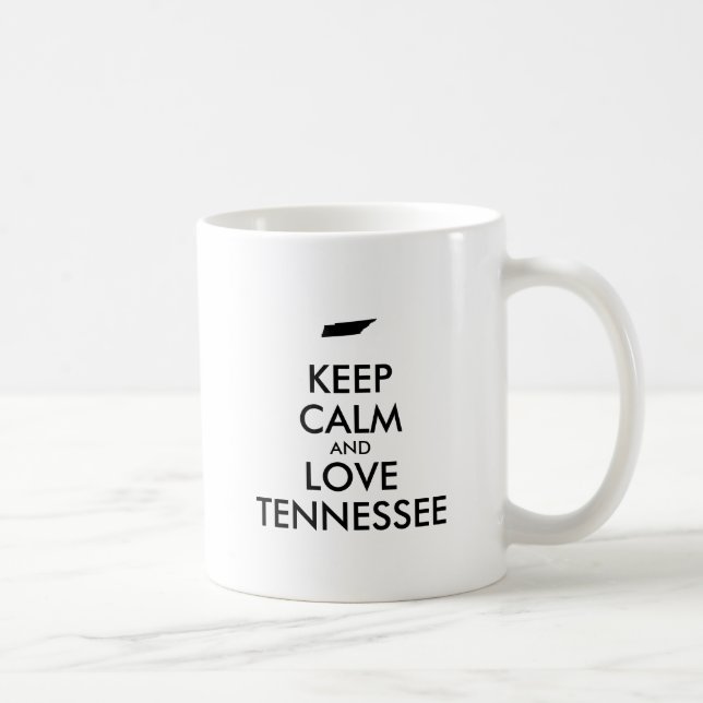 Caneca De Café Manter calmo e amar o tennessee personalizável (Direita)
