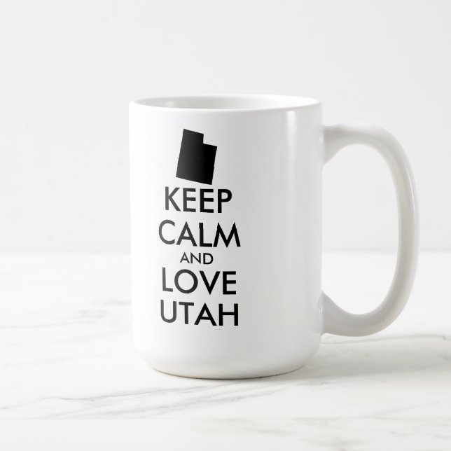 Caneca De Café Manter calmo e amar uTAH personalizável (Direita)