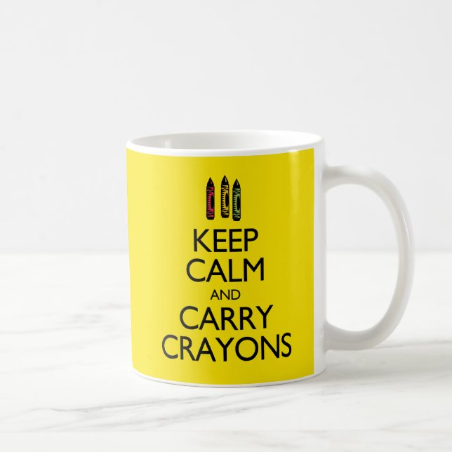 Caneca De Café Manter Calmo e Carregar Crayons Coffee Mug (Direita)