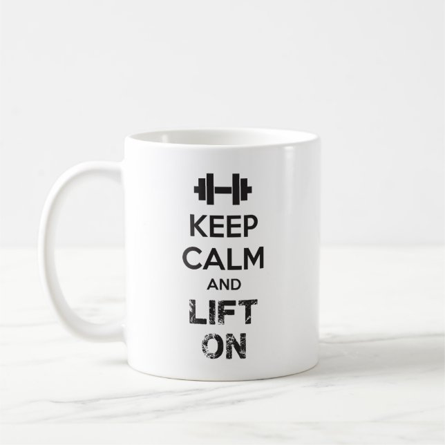 Caneca De Café Manter Calmo e Levantar Motivação do Workout (Esquerda)