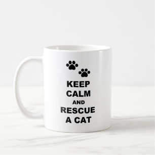 Caneca De Café Manter Calmo e Resgate Um Gato