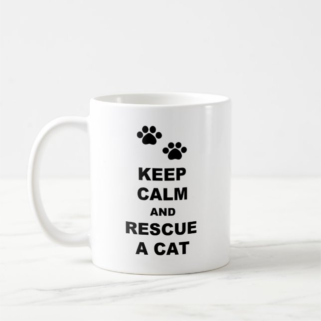 Caneca De Café Manter Calmo e Resgate Um Gato (Esquerda)