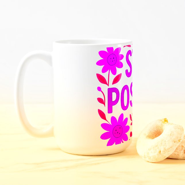 Caneca De Café Manter Citação Motivacional Floral Positiva (Criador carregado)