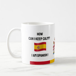 Caneca De Café Manter Espanha Calma e Texto Engraçado, Sinalizado