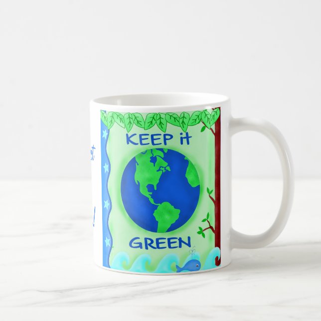 Caneca De Café Manter Verde Salvar a Arte da Terra (Direita)