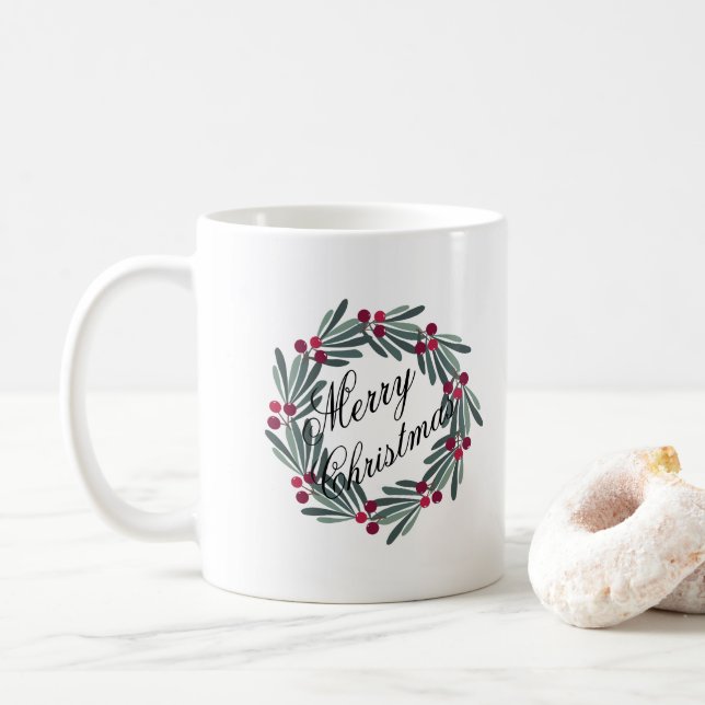 Caneca De Café Manuscrito Feliz Natal Bonito (Com Donut)
