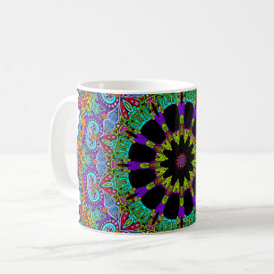 Caneca De Café Manuscrito Mandala Relógio Face 24