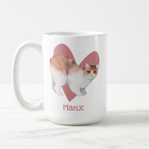 Caneca De Café Manx Cat Watercolor Gatinho Coração Rosa