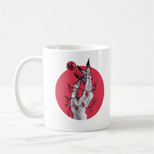 Caneca De Café Mão assustador com arte gótico cor-de-rosa e dos
