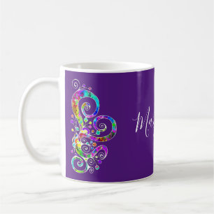 Caneca De Café Mão Cardíaca Espiral Pintada Design 2