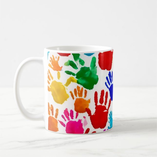 Caneca De Café Mão ColoridaImpressão (Esquerda)