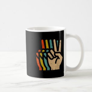 Caneca De Café Mão da Paz Cores Retro Vintage Anos 70 Hipe Homens