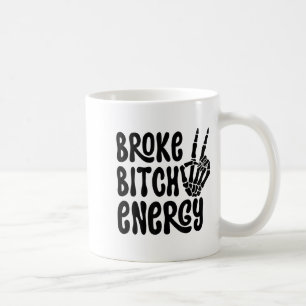 Caneca De Café Mão de Esqueleto Engraçada Energia Quebrada Meme