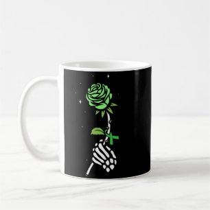 Caneca De Café Mão de Esqueleto Fita Verde Conscientização sobre
