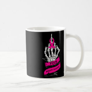 Caneca De Café Mão De Esqueleto Para Cancer De Mama Rosa Engraçad