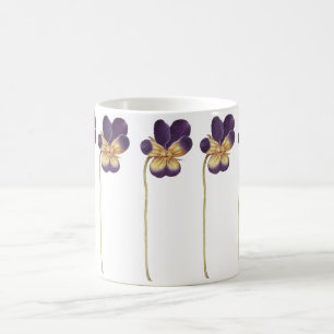 Caneca De Café Mão de flor de pansy selvagem desenhada