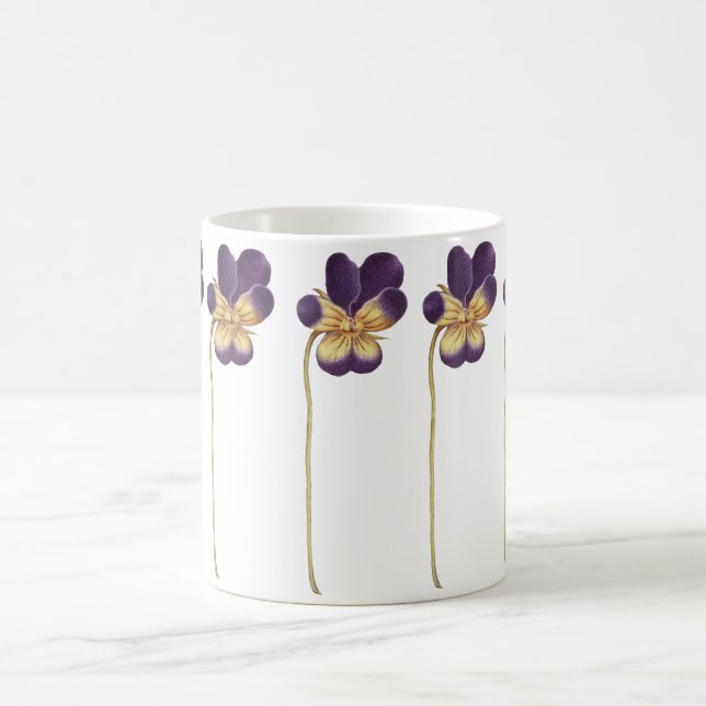 Caneca De Café Mão de flor de pansy selvagem desenhada (Centro)