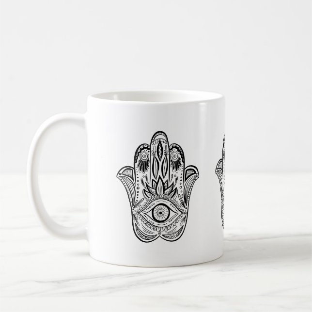 Caneca De Café Mão de Hamsa tirada (Esquerda)