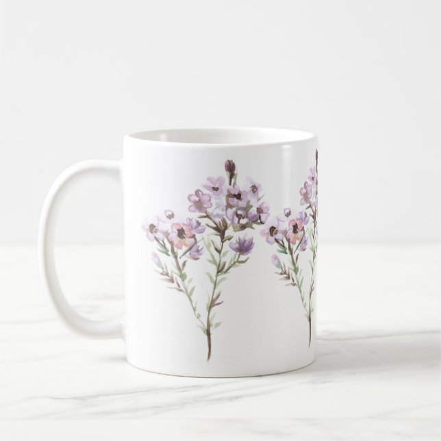 Caneca De Café Mão de Impressão de Flor Selvagem Ilustrada (Esquerda)