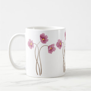 Caneca De Café Mão de Impressão de Flor Selvagem Ilustrada