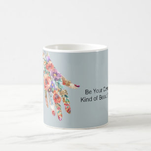 Caneca De Café Mão de Jardim Floral Roxo Vermelho