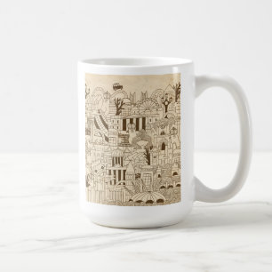 Caneca De Café Mão de Londres tirada no papel velho
