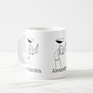 Caneca De Café Mão de Senhora Art Déco Segurando um Copo de Champ