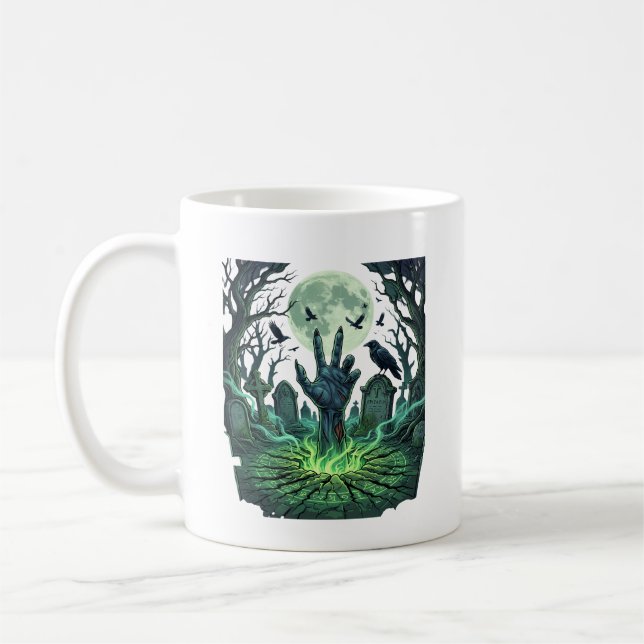 Caneca De Café Mão de Zumbi Epitapip Cemitério da Lua Cheia (Esquerda)
