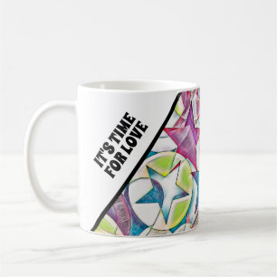 Caneca De Café Mão Desenhada Por EDDArt - Estrelas E Corações 1