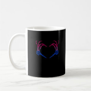Caneca De Café Mão do Skeleton Heart Bisexual Lgbt-Q Pride Skull