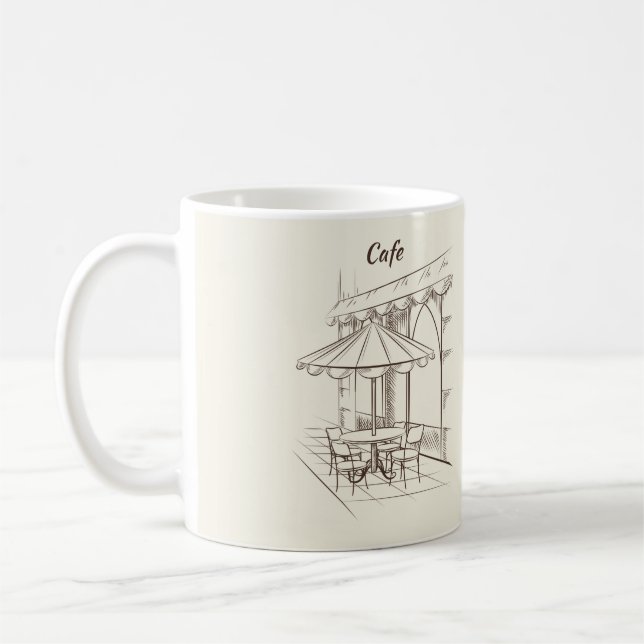 Caneca De Café Mão Drawn Street com Café" (Esquerda)